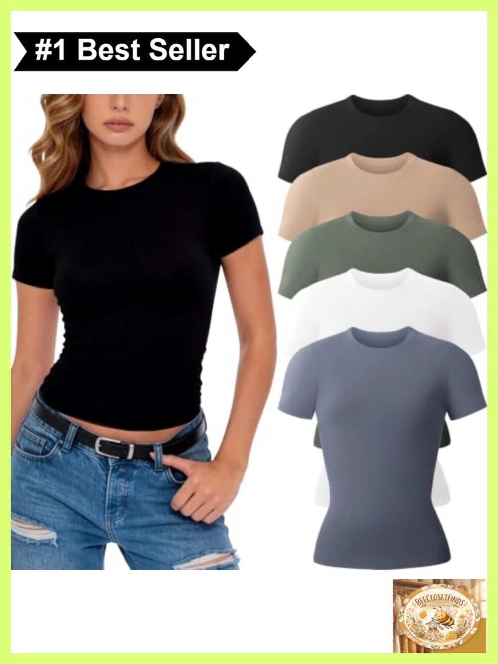 Cerd Womens Short Sleeve T-Shirts Rayon Spandex Fitted Crew Neck Workout Tees